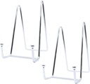 SEIWEI 2 Pcs 6 Inch Plate Stand for Display, N-Shaped Wrought Iron Display Stand for Book, Photo and Platter, Decorative Plate, Tabletop Art (Silver)