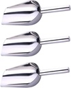 GLEAVI 3Pcs Stainless Steel Ice Scoops Flour Scoopers for Freezer Multi Purpose Tools for Ice Candy Grains and Pet Food Smooth Touch Comfortable Grip