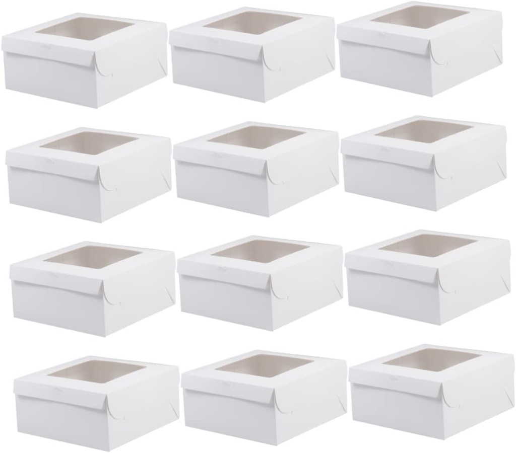 OUNONA 12Pcs White Cake Box Container Cupcake Packing Box for Birthday and Shower Parties Versatile Dessert Holder for Muffins Cookies and