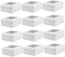 OUNONA 12Pcs White Cake Box Container Cupcake Packing Box for Birthday and Shower Parties Versatile Dessert Holder for Muffins Cookies and