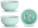 Set of 3 Chinese Handmade Ceramic Kung Fu Tea Cup, 3.38 oz/100 ML, Porcelain Tea Mugs Without Handles China style Teaware Gifts Set (Goldfish)
