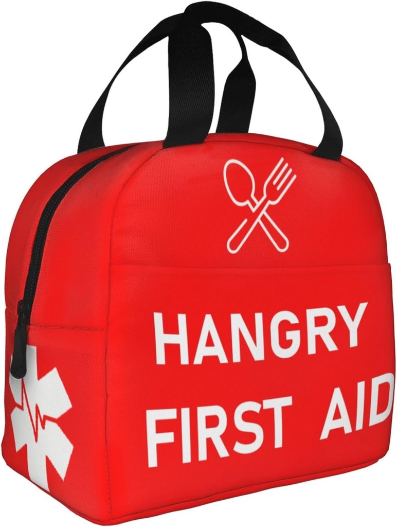 Hangry First Aid Insulated Lunch Bag Portable Reusable Lunch Box Medical Theme Thermal Cooler Tote Bag With Pockets For Nurses & Doctors Women Men Gift