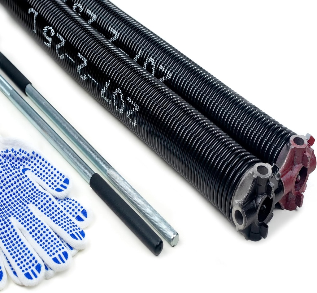 Pair of 2" Garage Door Torsion Springs with Non-Slip Winding Bar&Gloves,High Quality Coated Torsion Springs,for Replacement & Installation,MIN of 100,000 Cycles(0.207x2''x20'') (MMG209-20725)