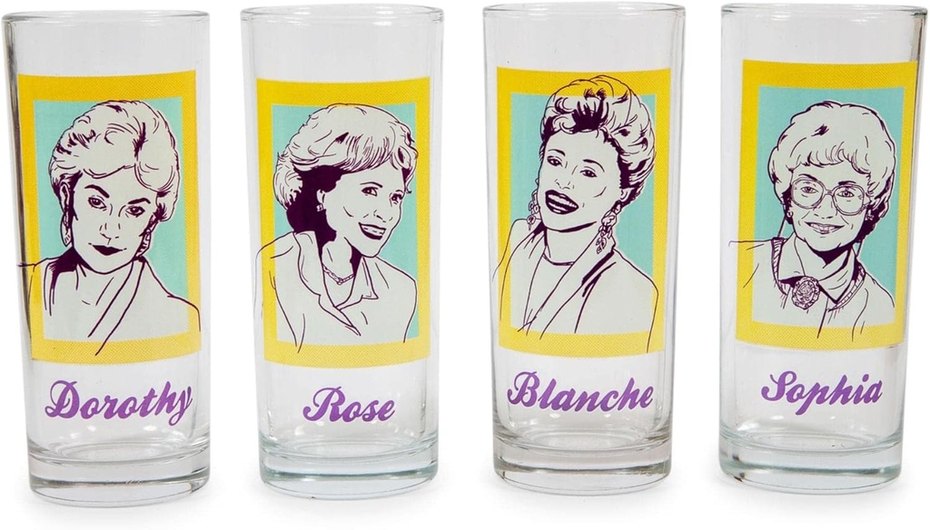 Silver Buffalo The Golden Girls 10-Ounce Tumbler Glasses, Set of 4 | Home Barware For Liquor and Beverages, Cute Kitchen Decor Essentials | Nostalgic '80s Comedy TV Show Gifts and Collectibles