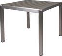 Christopher Knight Home Louie Coral Outdoor Dining Anodized Aluminum-Faux Wood Table Top-Square Gray-35, Silver + Gray