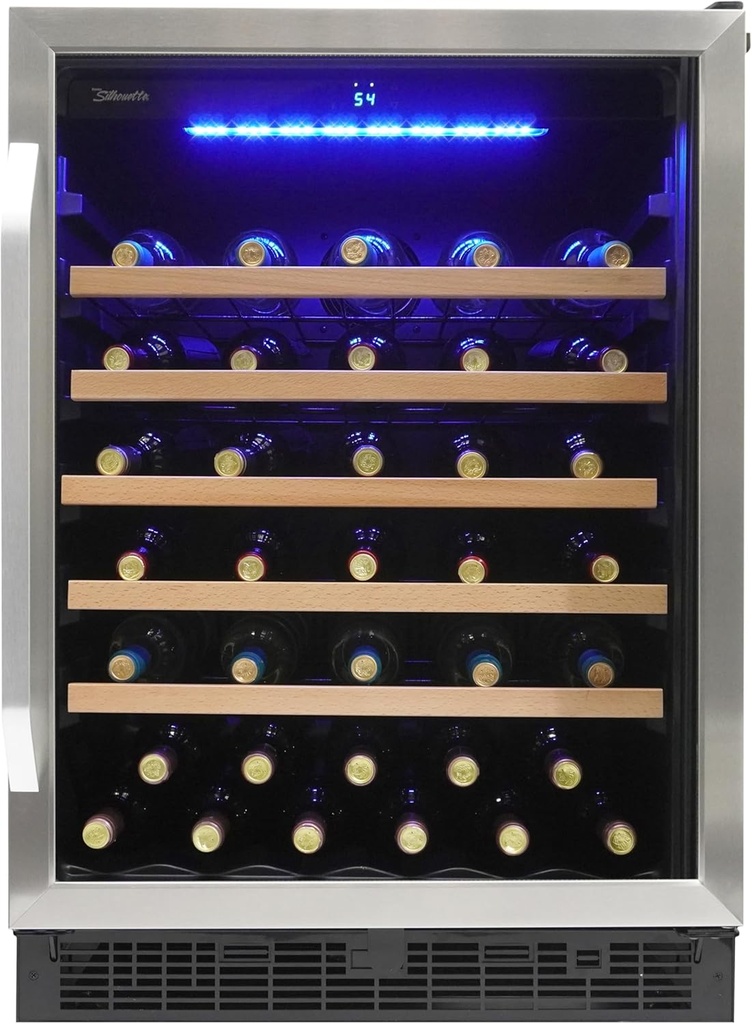 Danby Silhouette SWC057D1BSS Built In Wine Cooler, Under Counter Wine Chiller In Stainless Steel Look - For Kitchen, Home Bar
