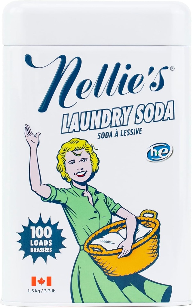 Nellie's Laundry Soda - Concentrated Laundry Detergent Powder - 100 Load - Gentle on Skin and Environment - Fragrance-Free - (Made in Canada)