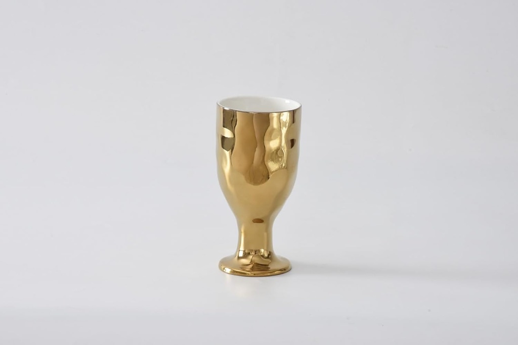 Pampa Bay Porcelain Wine Goblet, 12 oz., Gold Finished Metallic Exterior, Oven and Dishwasher Safe