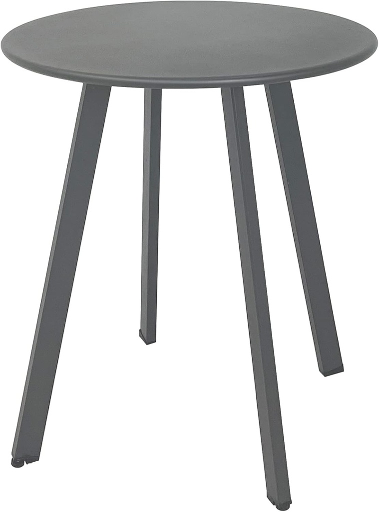 Outdoor Side Table, Weather Resistant Patio Small Outdoor Indoor Round Metal Steel Small Side Table, Waterproof End Table for Garden Balcony Yard, Grey