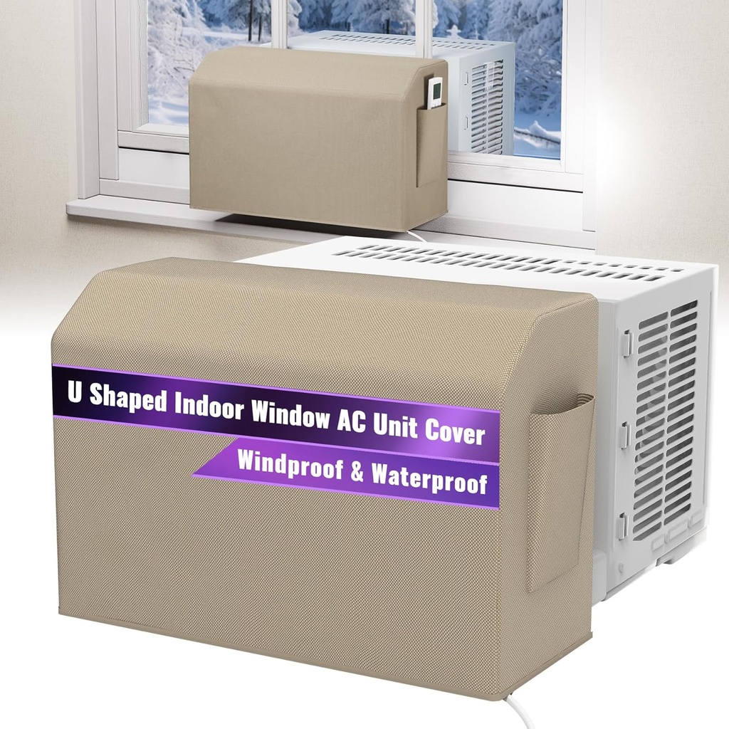 Mxclimate Indoor Air Conditioner Cover Compatible with Midea U-Shaped Window AC Unit, Universal for 8000/10,000/12,000 BTU,Heavy Duty 600D Waterproof Window AC Outdoor Covers with Storage Bag