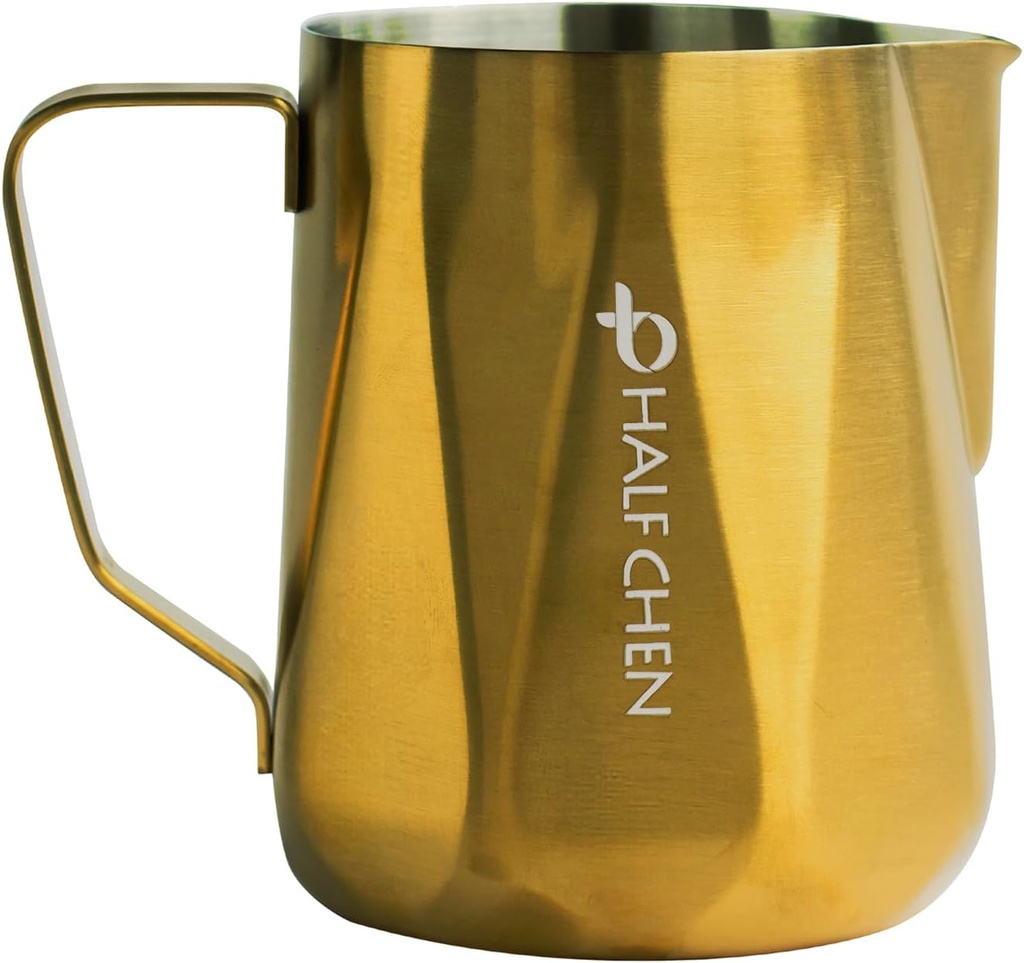 Stainless Steel Milk Frother Cup,350ml/600ml Gold Milk Frothing Pitcher (12oz/20oz) Coffee Bar Cappuccino Espresso Machine Accessories Barista Tools (20 Ounces)