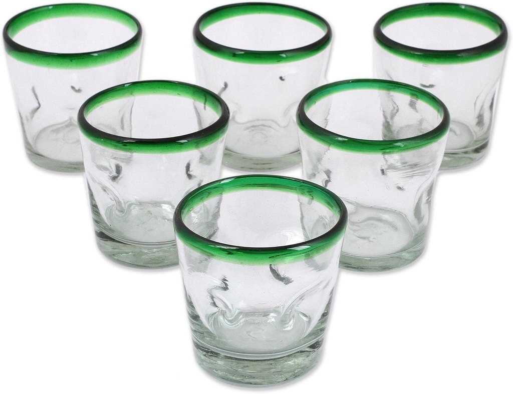 NOVICA 15788 Blown glass, 3.5" H x 3.5", green clear