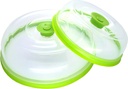Press n Fresh Universal Vacuum Air-tight Food Sealer Container Plate Platter Lid Cover Topper Dome, Stackable, Dishwasher and BPA Free (9 & 7 inches, Green)