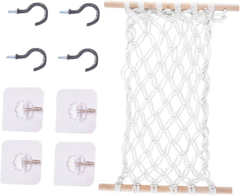 Toyvian Macrame Hanging Fruit Hammock for Kitchen under Cabinet Cotton Rope Vegetable Holder Decorative Space-saving Basket Beige Easy to Install for Organizing Fruits and Vegetables