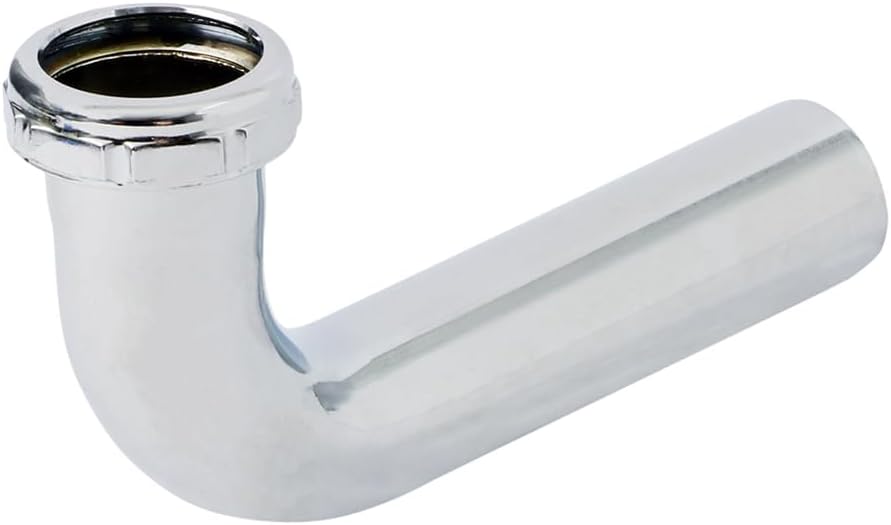 Highcraft 1-1/4” x 6” Waste Arm with Slip Joint Connection Chrome Plated Brass Waste Bend 22-Gauge for Bathroom Sink Tubular Drain Applications, Includes 2 Nuts and Washers