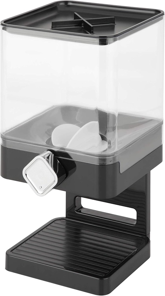 Honey-Can-Do Zevro Compact Dry Food Dispenser, Single Control, Black/Chrome