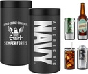 Navy 4 in 1 Insulated Can Cooler, Stainless Steel Double-Walled Insulator for 12 oz Standard or Skinny Slim Cans, 12 Oz Beer Bottles & Mixed Drinks – Navy 4 in 1