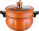 Micro Pressure Cooker Maifan Stone Soup Pot Pumpkin Shaped Non-Stick Pot 8L Multi-Function Micro Pressure Cooking Pot Gas Stove/Open Fire Induction Cooker Universal Stew Pot with Steamer