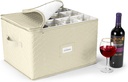 Sorbus Stemware Storage Chest - Deluxe Quilted Case with Dividers - Service for 12 - Great for Protecting or Transporting Wine Glasses, Champagne Flutes, Goblets, and more (Storage Glass - Beige)