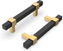 Goldenwarm 10 Pack Cabinet Handles Black and Gold Cabinet Pulls 3 Inch Hole Center Drawer Pulls Modern Bar Dresser Handles for Bathroom Kitchen Bedroom, Zinc Alloy