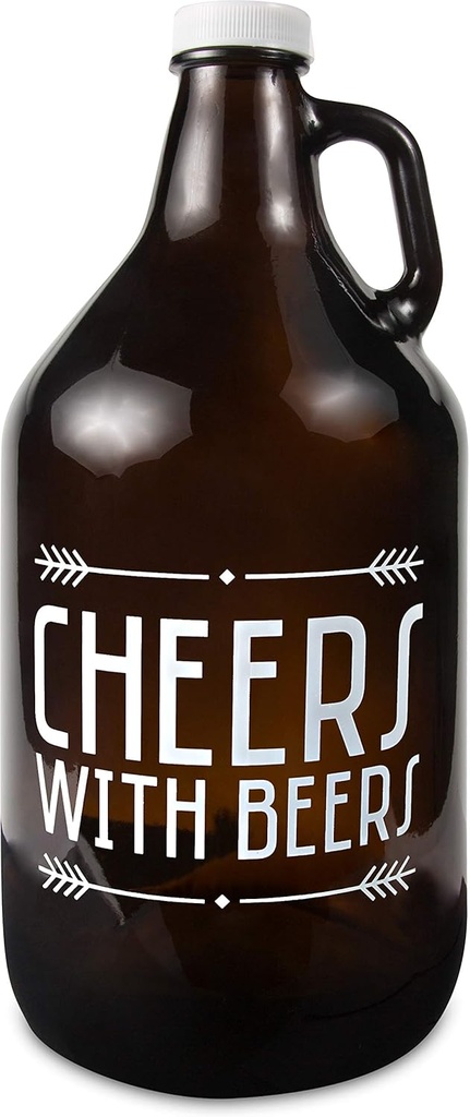 Pavilion Gift Company Cheers with Beers Glass Growler, 11", Black, White