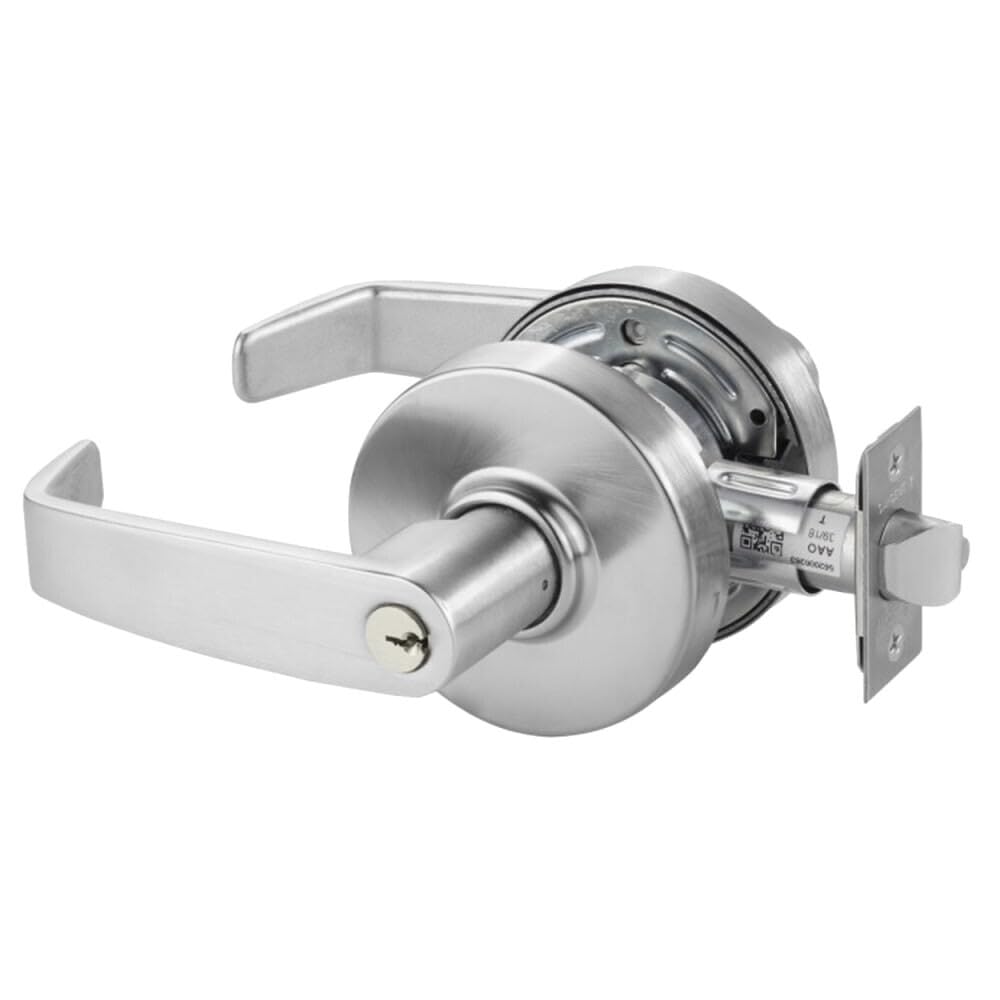 Sargent 7 Line Series Grade 2 Storeroom Cylindrical Lockset, L Lever, Conventional LA Keyway, Satin Chrome Finish, Non-Handed, 2-3/4" Backset, ASA Strike