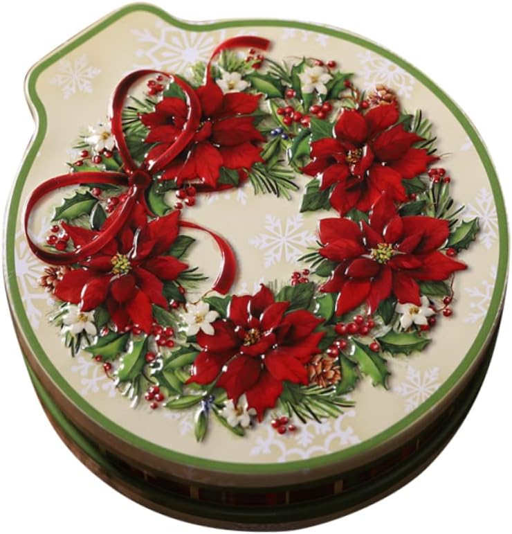 Vaguelly Christmas Container with Lid Decorative Boxes Round Candy Containers Holiday Treats Tins Christmas Nesting Boxes Xmas Candy Jar
