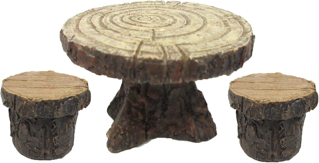 Pacific Giftware Enchanted Garden Tree Stump Table and Chairs Set Mini Fairy Garden Decorative Accessory 3pc Set