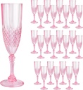 24 Pcs Pink Plastic Champagne Flutes,Pink Champagne Glasses Bulk, Made of Durable Plastic Material Can be Used for Weddings, Everyday Fun Parties and More!