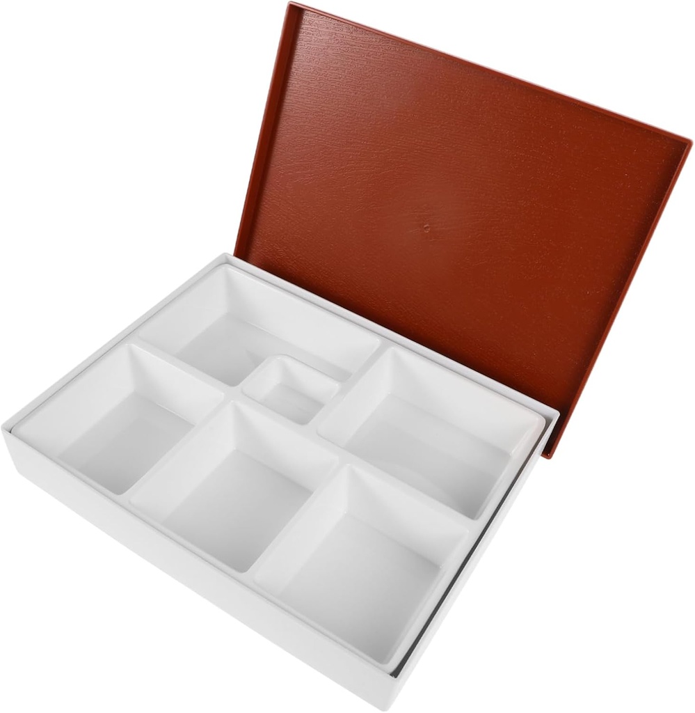 OUNONA Japanese Rectangular Box White Inner Liner Multi-compartment Food Container for Adults Reusable and Microwave Safe for Work and School Meals