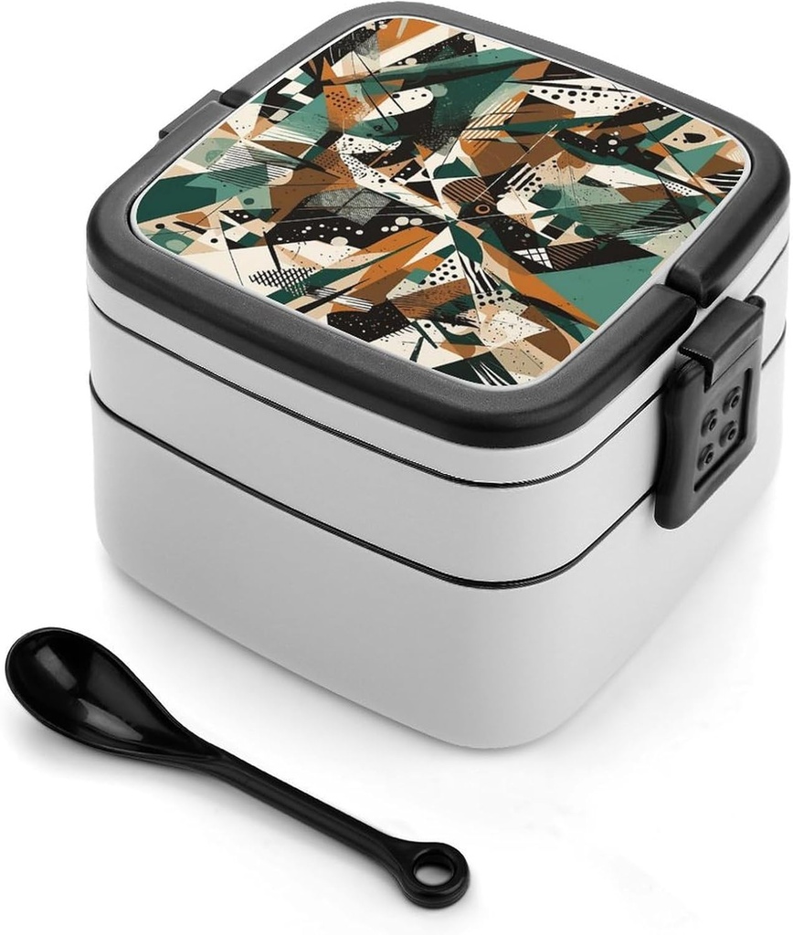 Puzzles of Different Shapes Bento Box Adult Lunch Box All-in-One Lunch Containers with Removable Compartments Double Layer Bento Lunch Box with Spoon And Handle Stackable Lunchbox