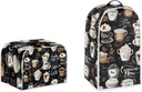doginthehole Blender Cover and Toaster Cover 2 Slice Coffee Print Small Appliance Dust Covers Sets Food Processor Dust Cover Kitchen Bakeware Protector Bread Maker Machine Dust Cover