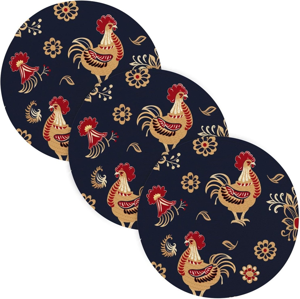 3 Pcs Trivet Holder for Crock Pot Ethnic Chick Floral Gold 15in Polyester-Cotton Thread Weave Protecting Counter accesorios para mesa de comedor