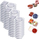 30 PCS Reusable Snack Containers with Lids, Upgrade 150ml Large Capacity Double Compartment Condiment Container 2 Compartments for Takeaway Sauce, Sampling, Snack