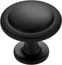 Ravinte 30 Pack 1-1/4 inch Matte Black Zinc Euro-Style Cabinet Knobs, Drawer Pulls & Door Handles