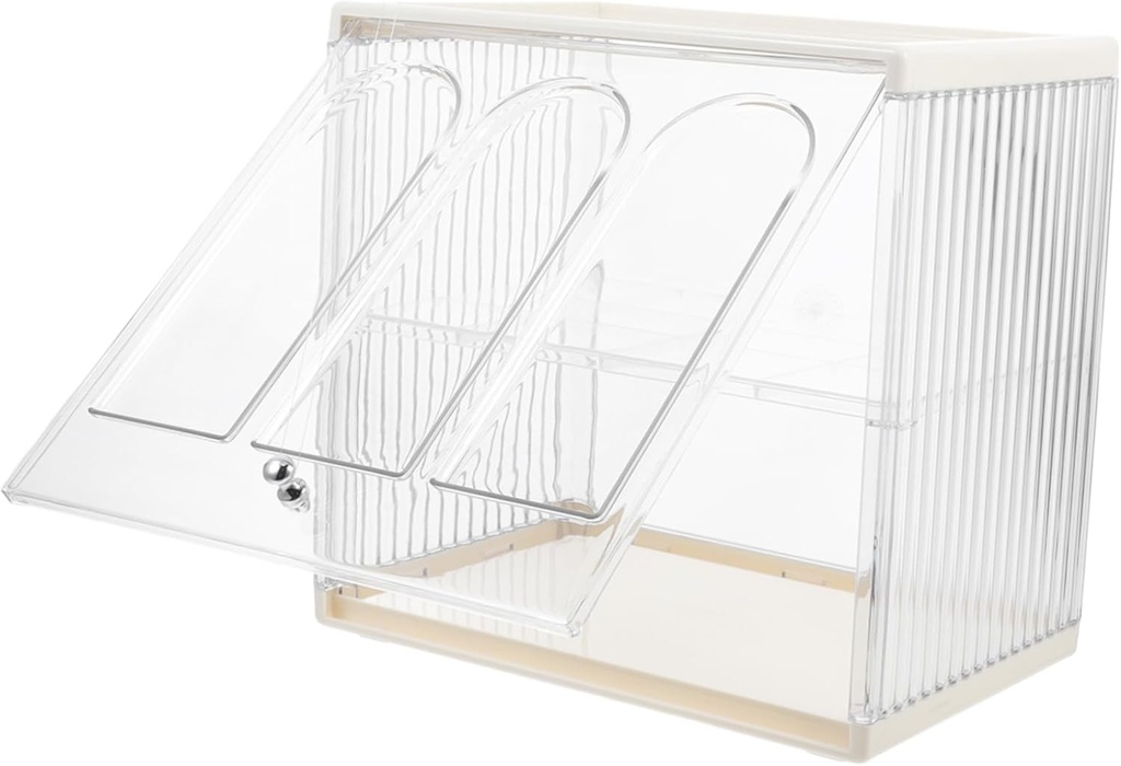 Zerodeko Double Layer Bread Box with Clear Window Bread Storage Organizer for Kitchen Counter Airtight Seal Keeps Bread Fresh for Bagels and Breads Retro Design