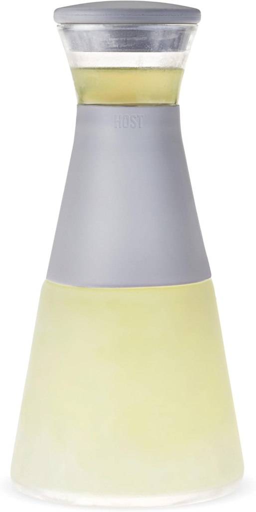 HOST Glass FREEZE Carafe Drink Containers for Fridge, Glass Juice Bottles with Lids, Glass Water Pitcher with Cooling Gel 27oz Gray Set of 1