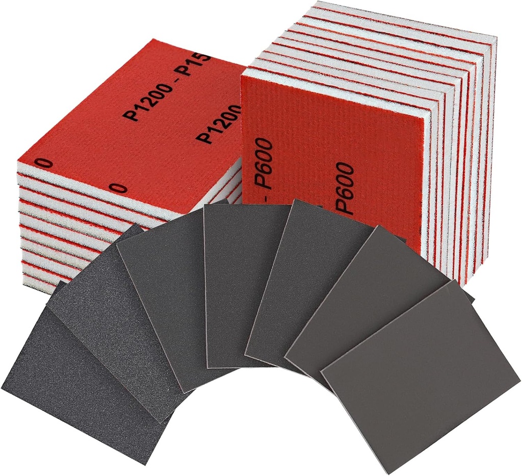 21 Pcs Sanding Block Grit Pads 180-2000 Assortment Kit, Sunoyar Sandpaper Soft Foam Pads Dry Wet, Fine Grit Sanding Sponge for Wood Furniture Drywall Plastic Metal Paint