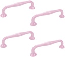 4pcs Pink Aluminum Alloy Cabinet Pulls 3.78" Hole Center Bow Pulls Handles for Drawer Dresser