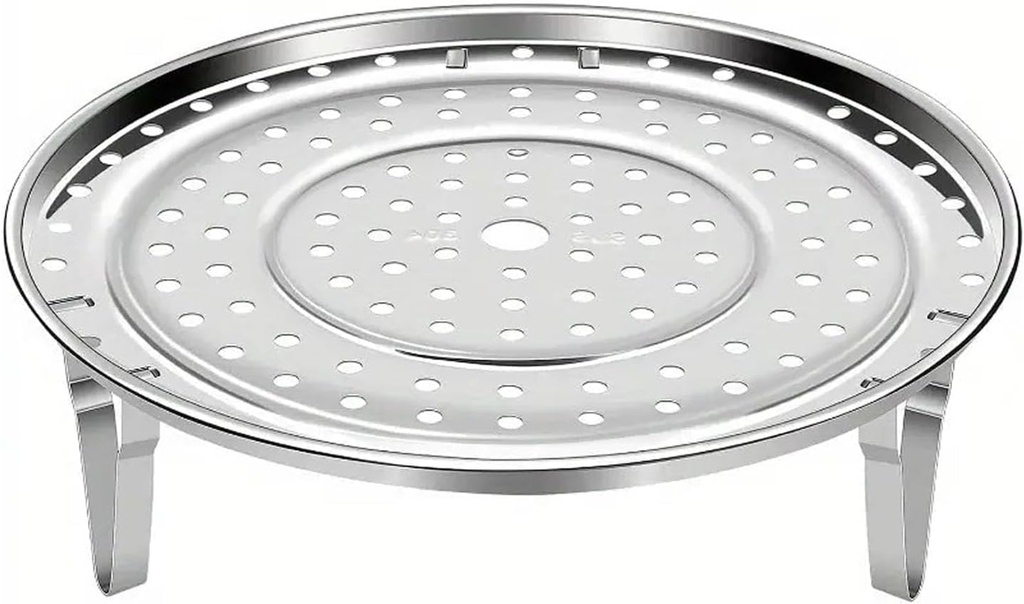 11-Inch Stainless Steel Steaming Plate Insert for Pots & Pans – Round Steam Rack with Sturdy Supporting Feet, Fits Crock Pots & Most Cookware for Even Heat Distribution