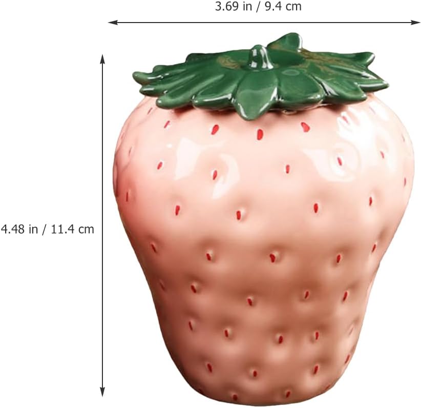 Ciieeo Strawberry Shaped Canisters, Ceramic Cookie Jars With Lids Loose Tea Jars Candy Jar Biscuit Treat Container Food Tin for Cookies, Coffee, Tea, Candy, Dog Treats Pink