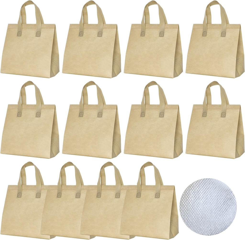 12 Pack Disposable Insulated Lunch Bags - Thermal Cooler Take Away Bag for Food Delivery Coffee Milk Tea Hot Cold Drink