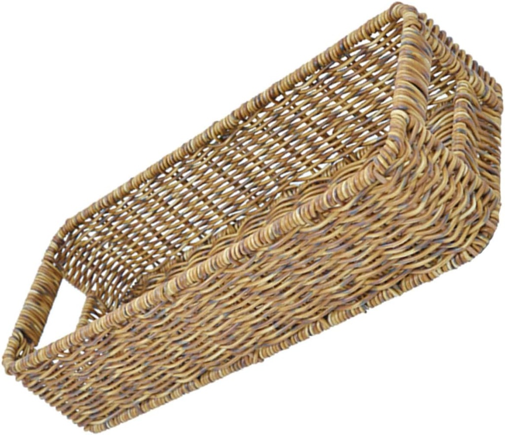Woven Desktop Storage Basket Multifunctional Cutlery Organizer for Spice Jars Snacks and Sundries Kitchen Basket with Sturdy Weaving Design in Dark