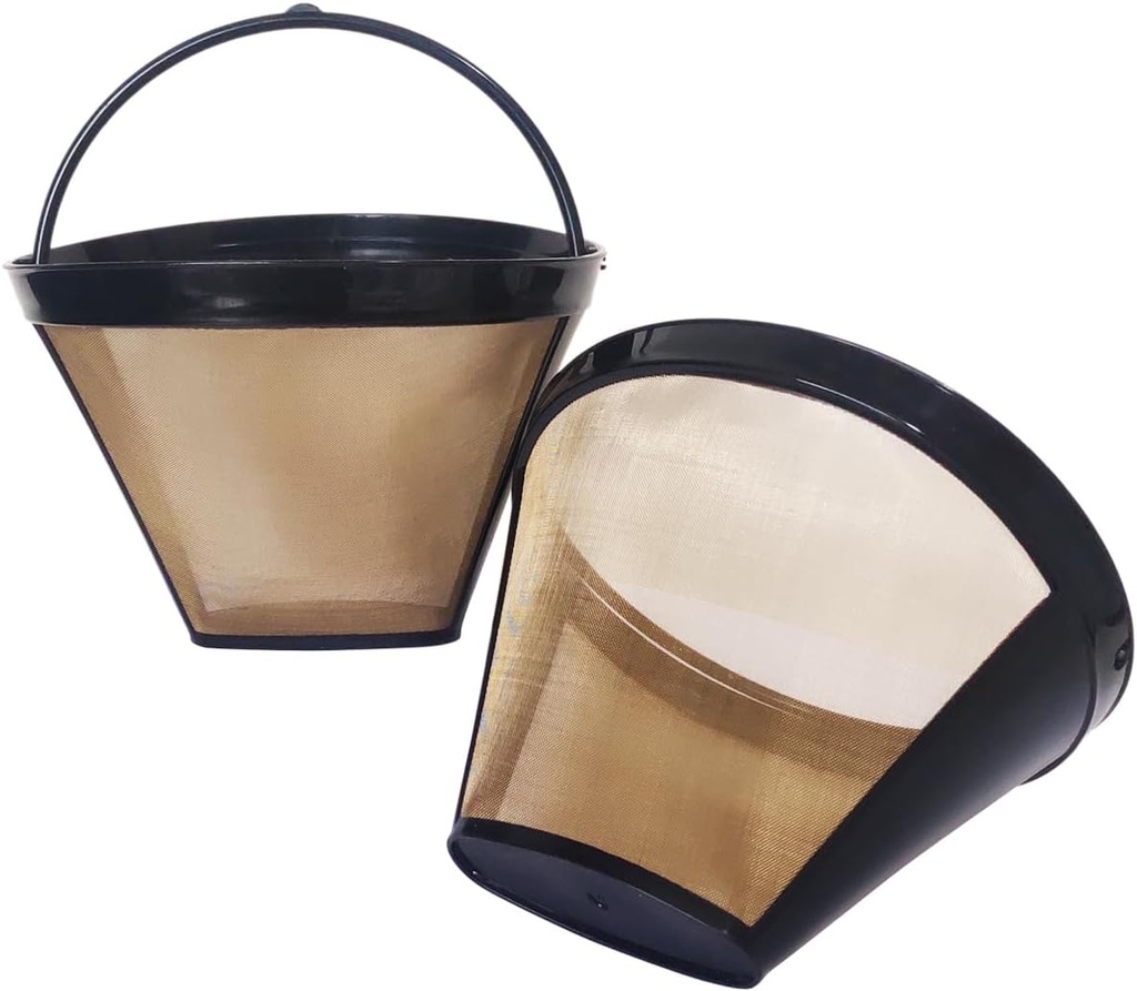 2Pcs Reusable Coffee Filter Basket, No.4 Cone Coffee Maker Filters, for Ninja and Cuisinart Coffee Maker Machines Brewers Filter Replacement