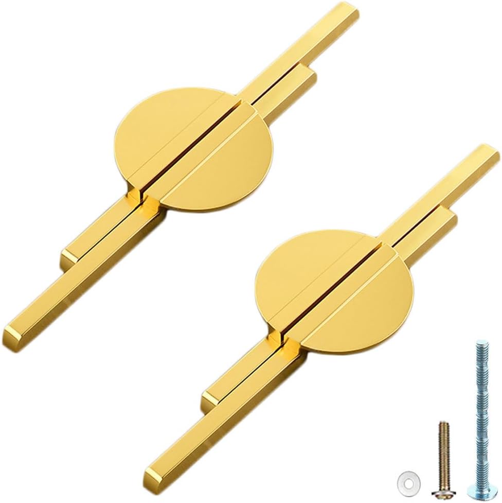 4 Pack Half Moon Cabinet Pulls Gold Drawer Pulls, 9" Length Semicircle Kitchen Cabinet Handles Brushed Brass Cabinet Pulls for Dresser Hardware 6.3 inch (160mm) Hole Center