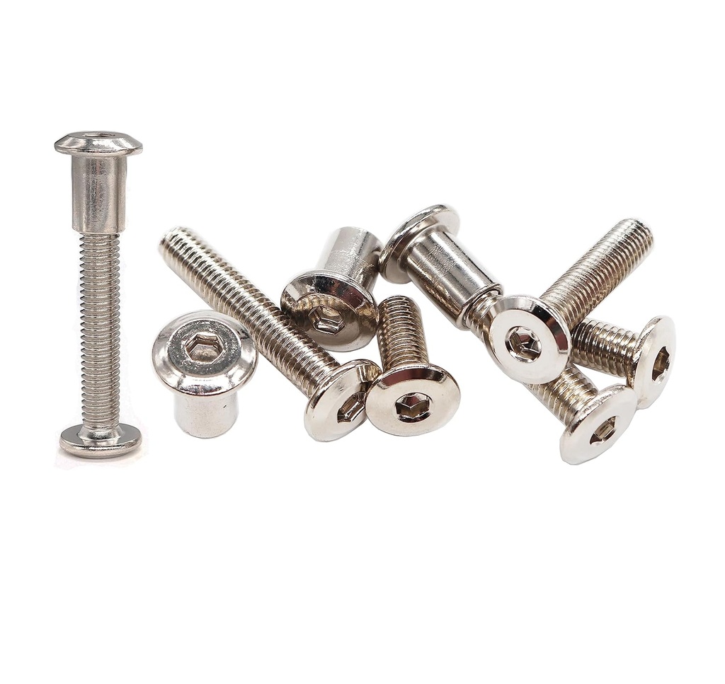 IKEA Billy Bookcase Connecting Hardware Screws, cSeao 12-Pack M6-1.0 x 35mm Rivet Countersunk Hex Head Socket Cap Bolt and Barrel Nut for Furniture