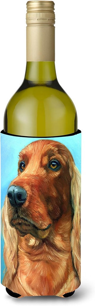 Caroline's Treasures 7314LITERK Irish Setter in Blue Wine Bottle Hugger Bottle Cooler Sleeve Hugger Machine Washable Collapsible Insulator Beverage Insulated Holder
