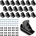 20Sets Black 2020 Series Aluminum Extrusion Profile Connector Set,20Pcs Corner Brackets,with 40Pcs T-Nuts and M5×8 Hex Screw Bolt for 6mm 20S T Slot Aluminum Profile Accessories