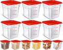 Yungyan 6 Pcs Commercial Clear Food Storage Containers 4 Qt Square Acrylic Airtight Food Storage Containers with Lids for Kitchen Restaurant Pantry Freezer Flour Sugar(Red)