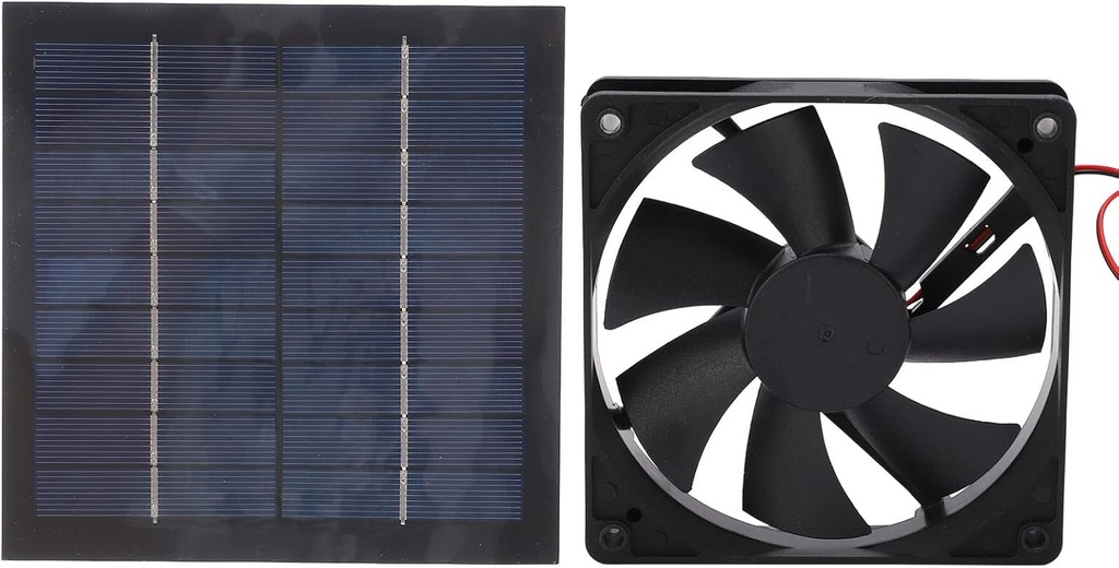 plplaaoo 20W Solar Powered Fan, IP65 Waterproof, 20% Conversion Rate, Black, Outdoor, Modern Design, Exhaust Fan for Greenhouses, Chicken Coops, Kitchens